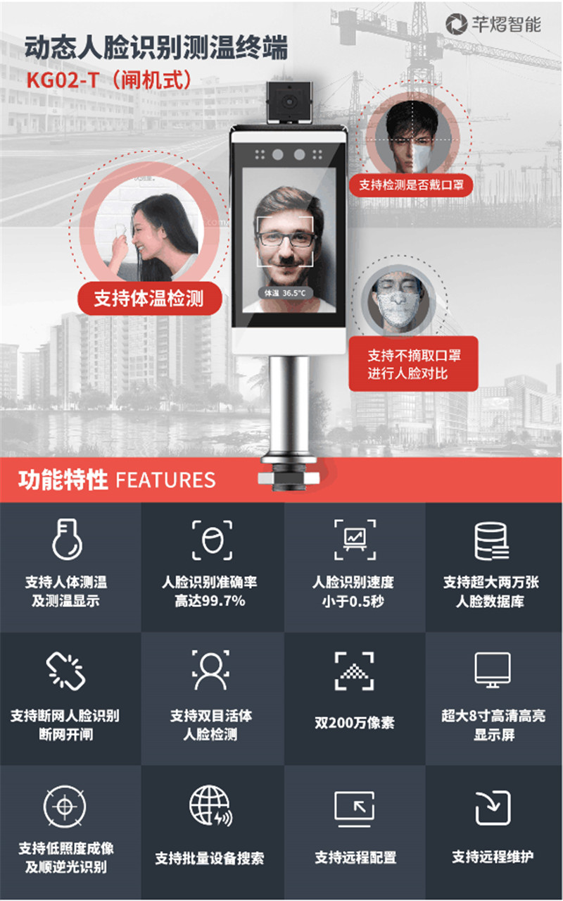 动态人脸识别测温终端